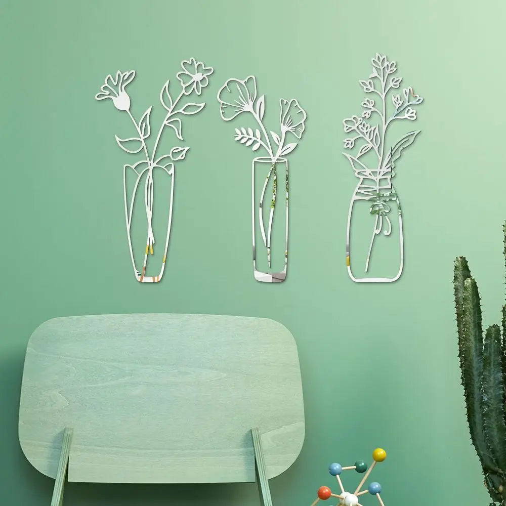 3D Flower Vase Mirrors