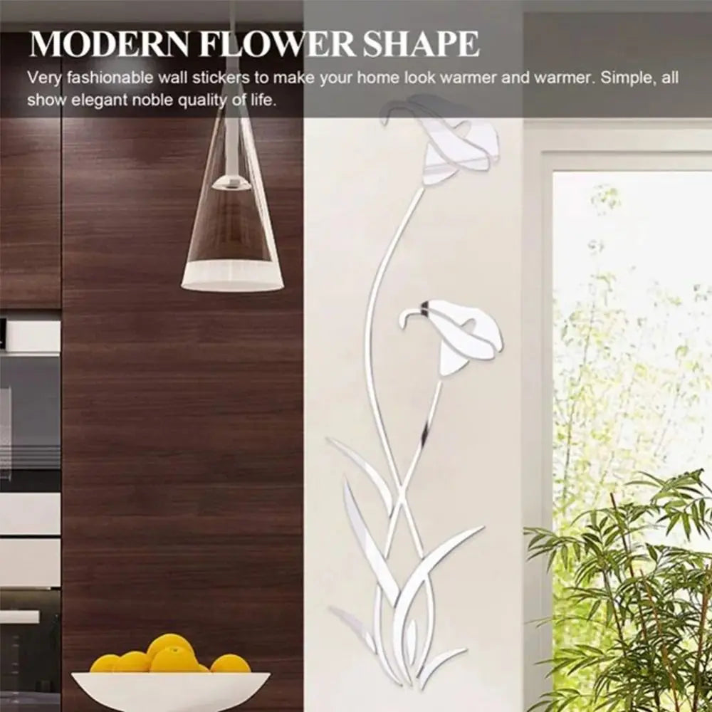 Beautiful 3D Floral Design Wall Mirror Decor