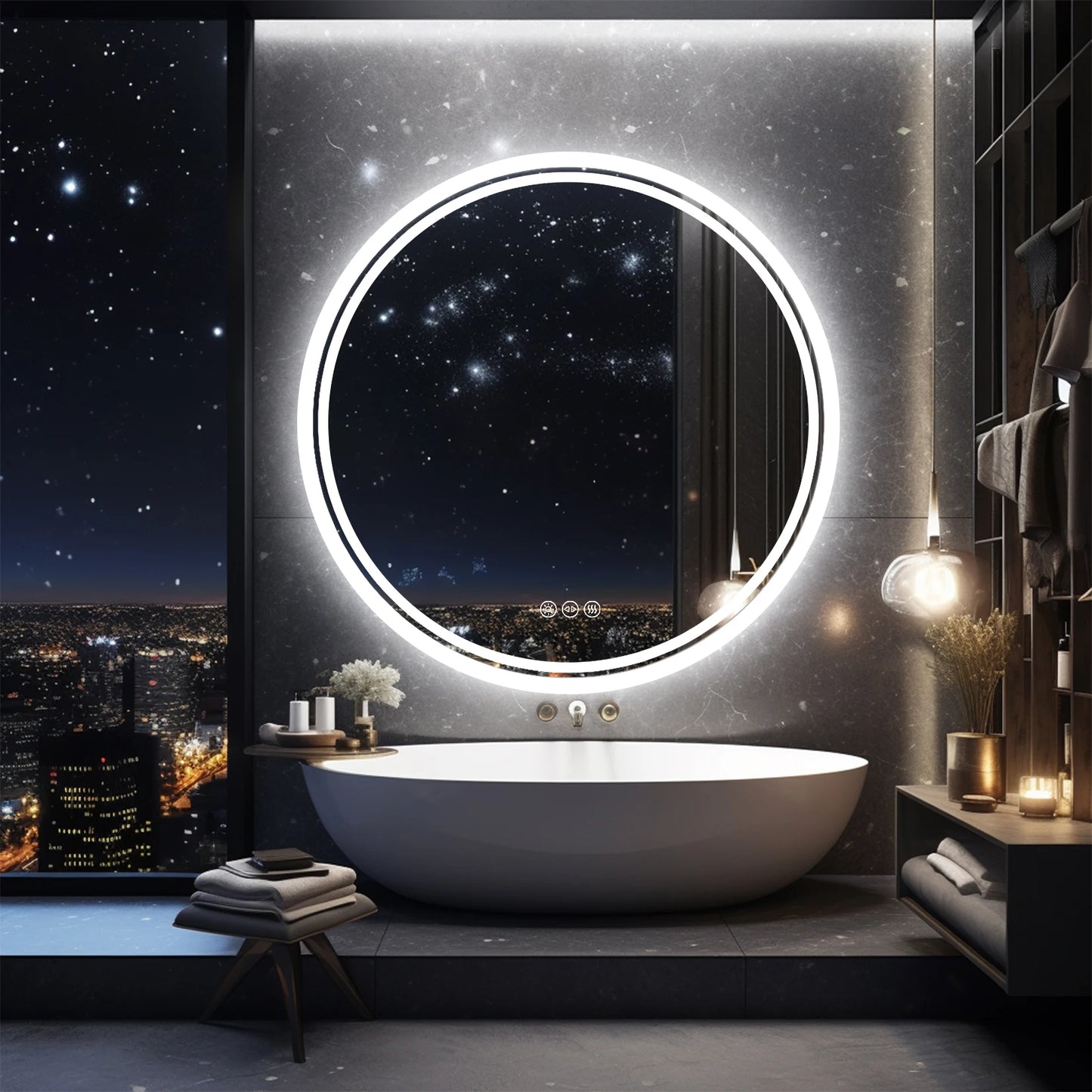 Smart Touch Sensor Bathroom Mirror With LED Lights